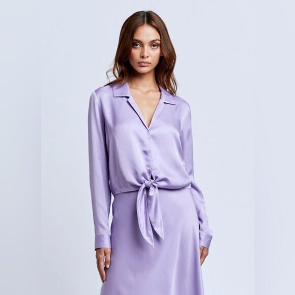 L'AGENCE  Annie tie front Blouse in LAVENDER. XXL NWT - Picture 10 of 12